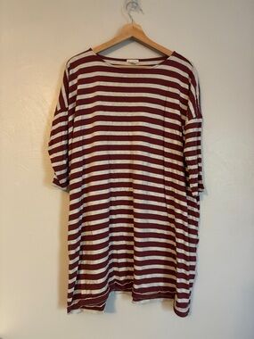GAP Striped Shirt in Wine and Cream